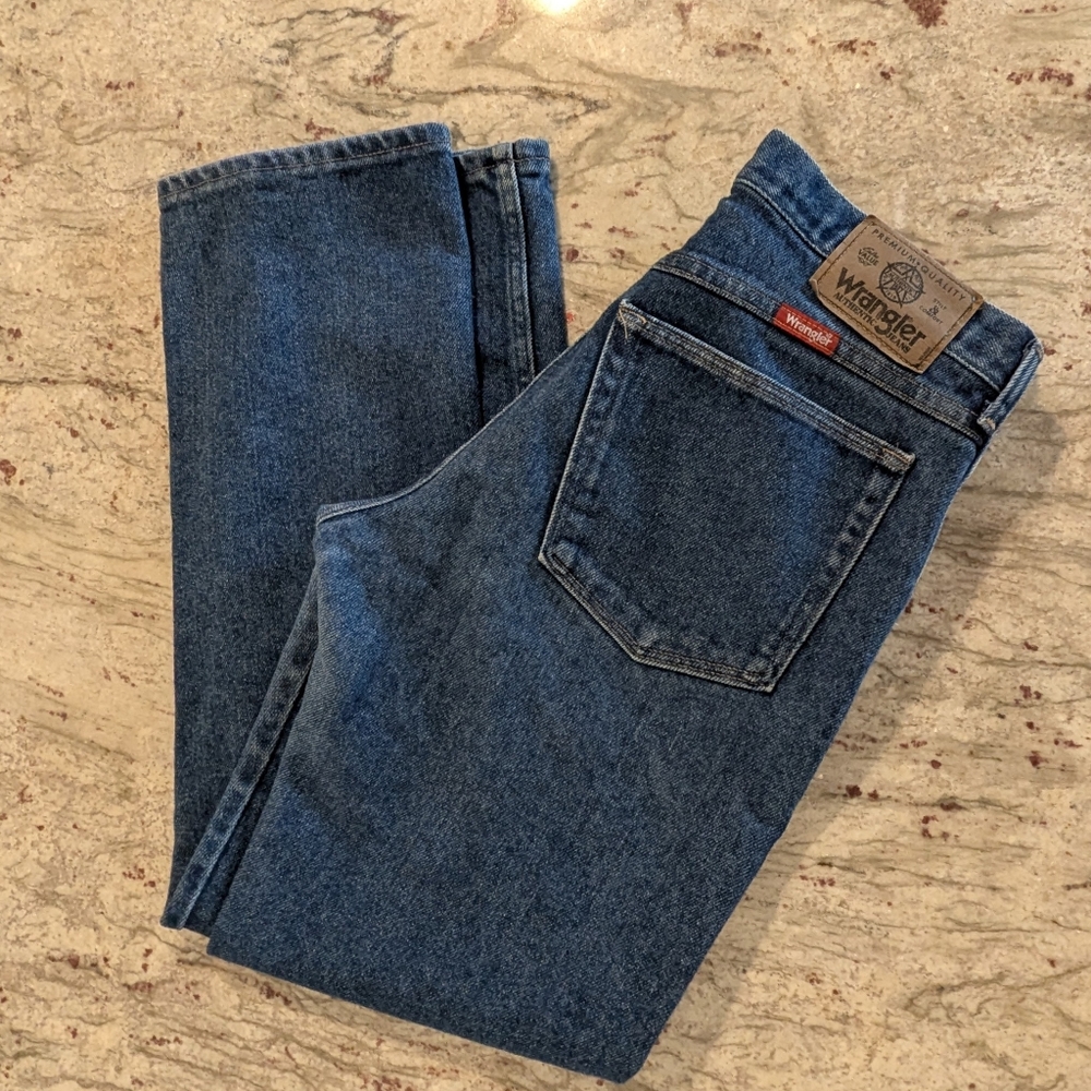 Wrangler Jeans Western Straight Leg 32W 30L Dark Wash Vintage Made In USA
